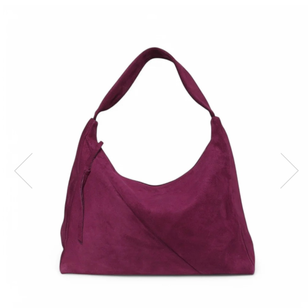 OLIVEVE RAFFAELLA HOBO IN MULBERRY ITALIAN LEATHER BACKED SUEDE